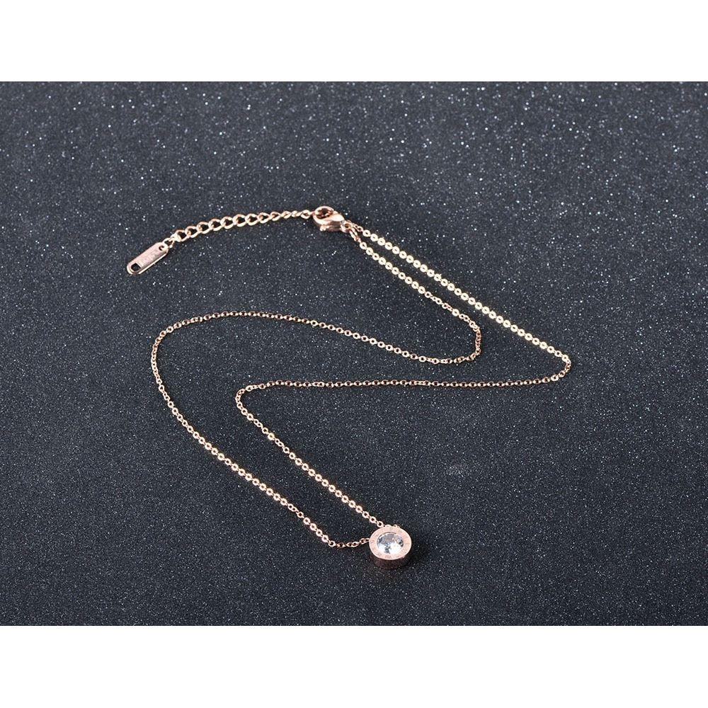 Fashion Austrian Crystal Round Roman Numerals Stainless Steel Necklace. Rose Gold, Gold, Silver Colors - Frimunt Clothing Co.