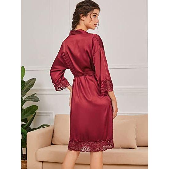 New Women's Lace Half Sleeve Silk Belted Robe Fashion Sleepwear - Frimunt Clothing Co.