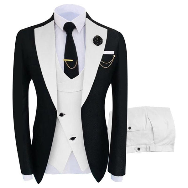 New Men's Formal Suit Regular Fit Tuxedo 3 Piece Set Jacket + Vest + Trousers. Formal Occasions, Stage, Groom. Many Colors. - Frimunt Clothing Co.