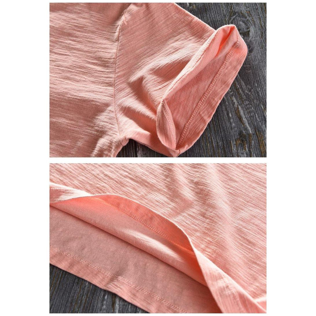 New Men's Short Sleeve O-NECK Breathable 100% Raw Cotton Linen Soft High Quality T-Shirt- 213 - Frimunt Clothing Co.