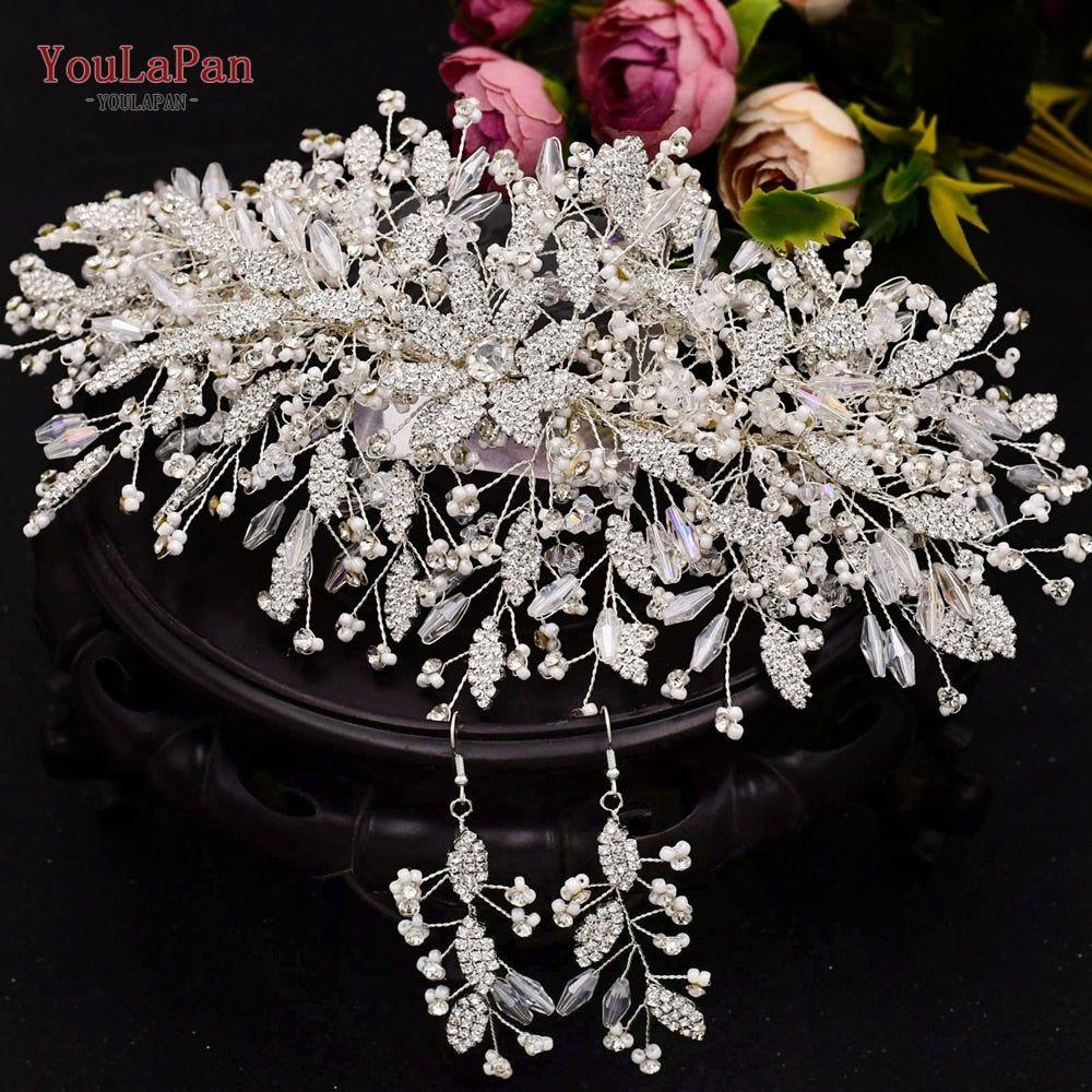 YouLaPan HP377 Ladies Wedding Crown Bridal Crowns for Brides Hair Accessories Metal Crystal Bridal Hair Band Wedding Tiara - Frimunt Clothing Co.