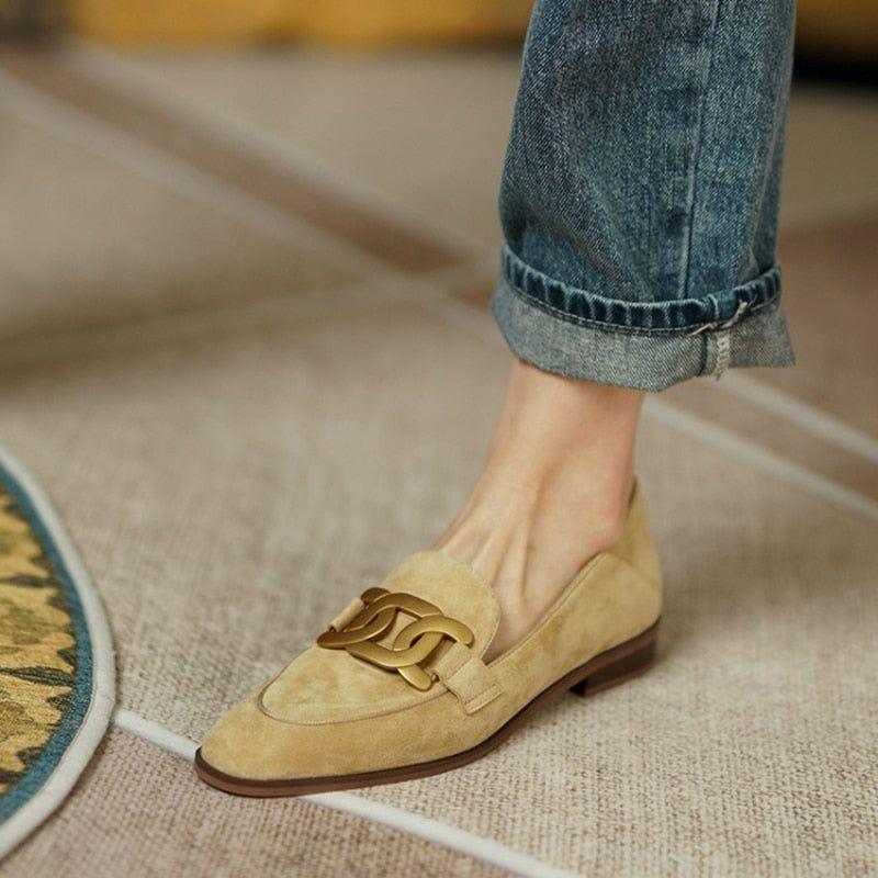 New Spring/Autumn Fashion Camel Buckle Casual Suede Women British Style Loafers - Frimunt Clothing Co.