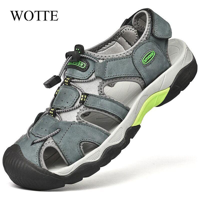 Summer Men's Genuine Leather Sandals Beach Shoes Roman Style Men's Outdoors Comfortable Breathable Soft Insole Sandals - Frimunt Clothing Co.