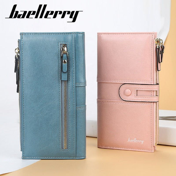New Hot Women's Long Wallet Top Quality Leather Double Zipper With or Without Name Engraving
