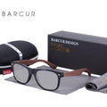 BARCUR Black Walnut Sunglasses Wood Polarized Sunglasses UV400 Protection Eyewear Wooden Original Box - Frimunt Clothing Co.
