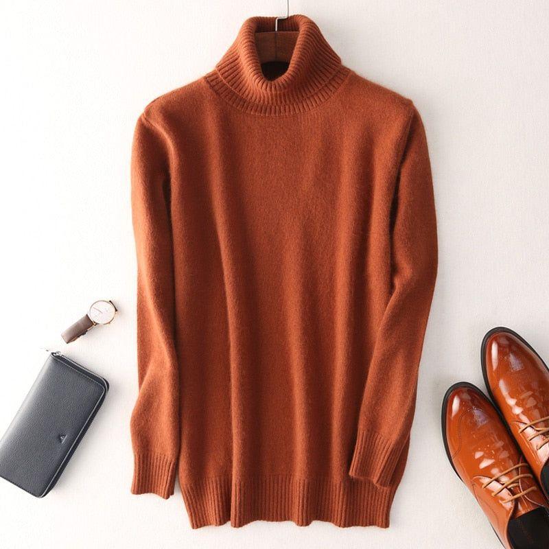 Super Warm 100% Cashmere Turtleneck Sweater Men Clothes 2022 Autumn Winter Knitted Pullover - Frimunt Clothing Co.