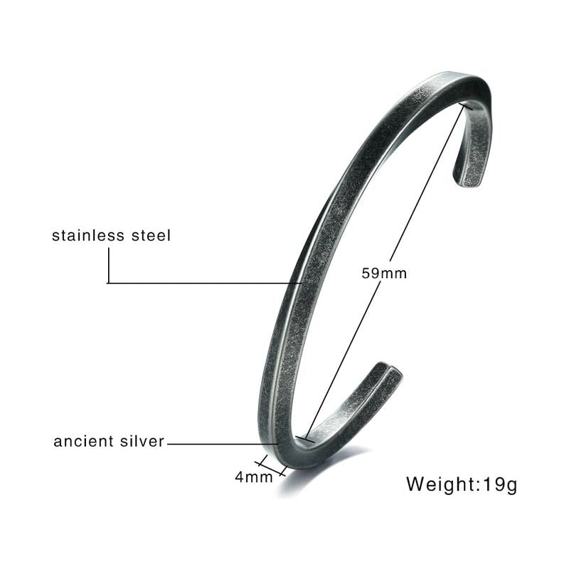 Men Twisted Cuff Bangle Mobius Bracelet Stacking Bangle Stainless Steel Unisex Jewelry - Frimunt Clothing Co.