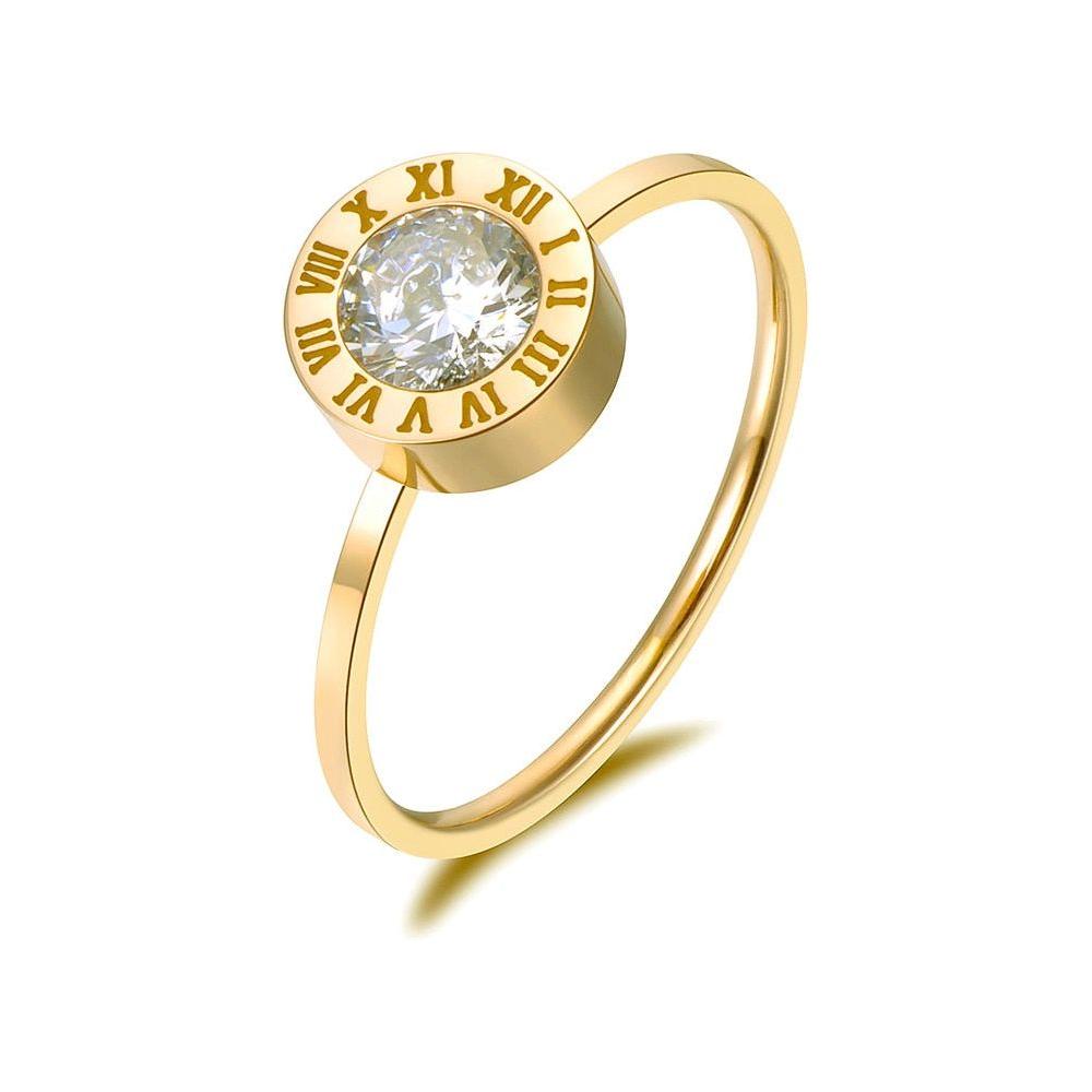 Fashion Austrian Crystal Round Roman Numerals Stainless Steel Ring Rose Gold, Gold, Silver Colors - Frimunt Clothing Co.