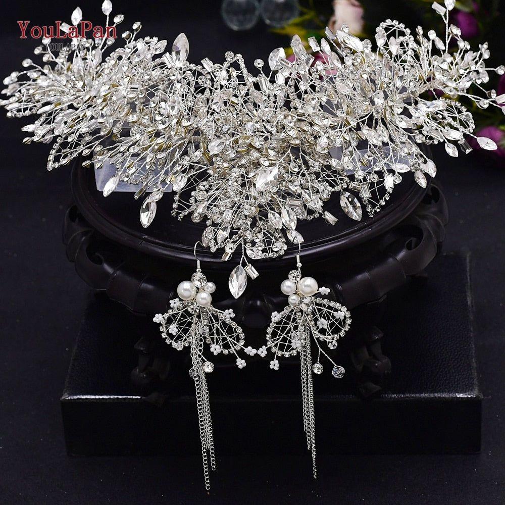 YouLaPan HP377 Ladies Wedding Crown Bridal Crowns for Brides Hair Accessories Metal Crystal Bridal Hair Band Wedding Tiara - Frimunt Clothing Co.