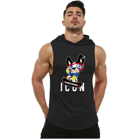 Men Gym Bodybuilding Hoodie Tank Top Shirt
