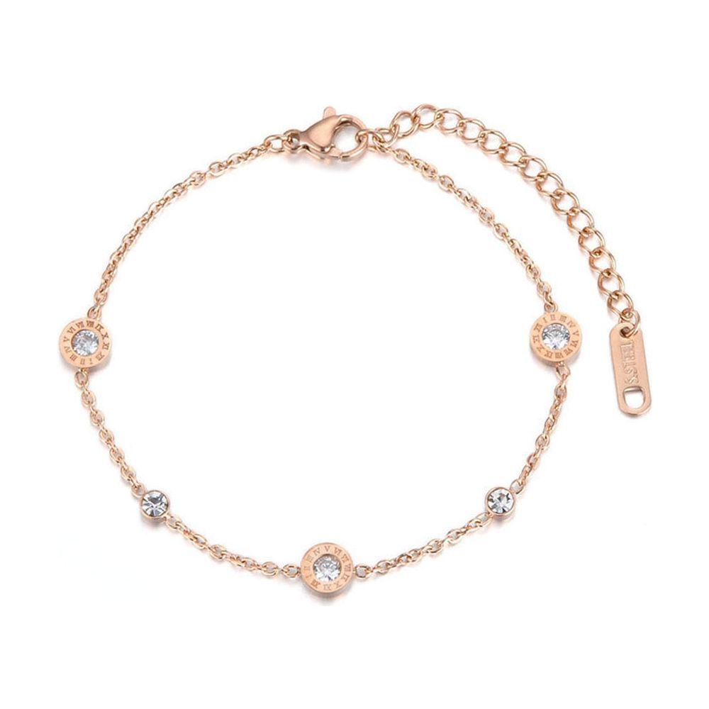 Fashion Austrian Crystal Round Roman Numerals Stainless Steel Bracelet Rose Gold, Gold, Silver Colors - Frimunt Clothing Co.