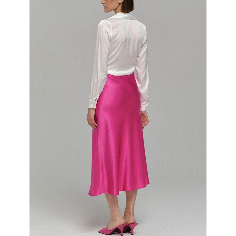 Summer Midi Satin Elegant High Waist A Line Women's Long Skirts - Frimunt Clothing Co.