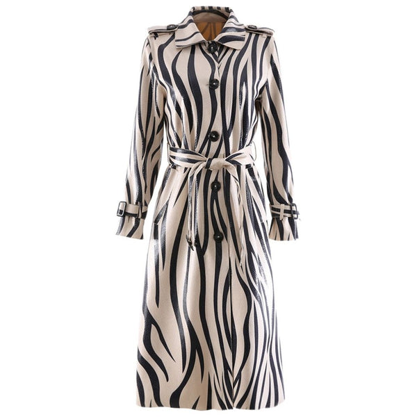 New Designer Windbreaker Belted Long Jacket High Quality Retro Fashion Spring Autumn
