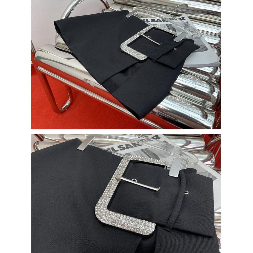 Women's Black Patchwork Diamond Big Buckle Skirt - Frimunt Clothing Co.