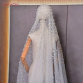 Luxury Pearl Beaded Bridal Veil 3M Cathedral Length Veils - Frimunt Clothing Co.