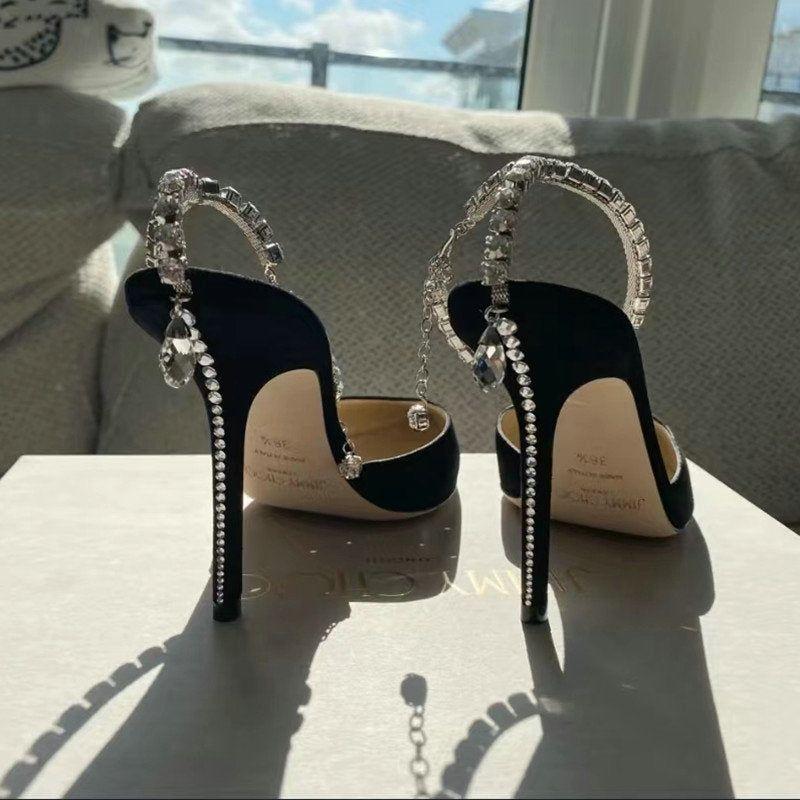 New Exquisite Rhinestone Women's Sexy Pointed High-Heeled Stiletto Shallow Mouth Bridal Shoes - Frimunt Clothing Co.