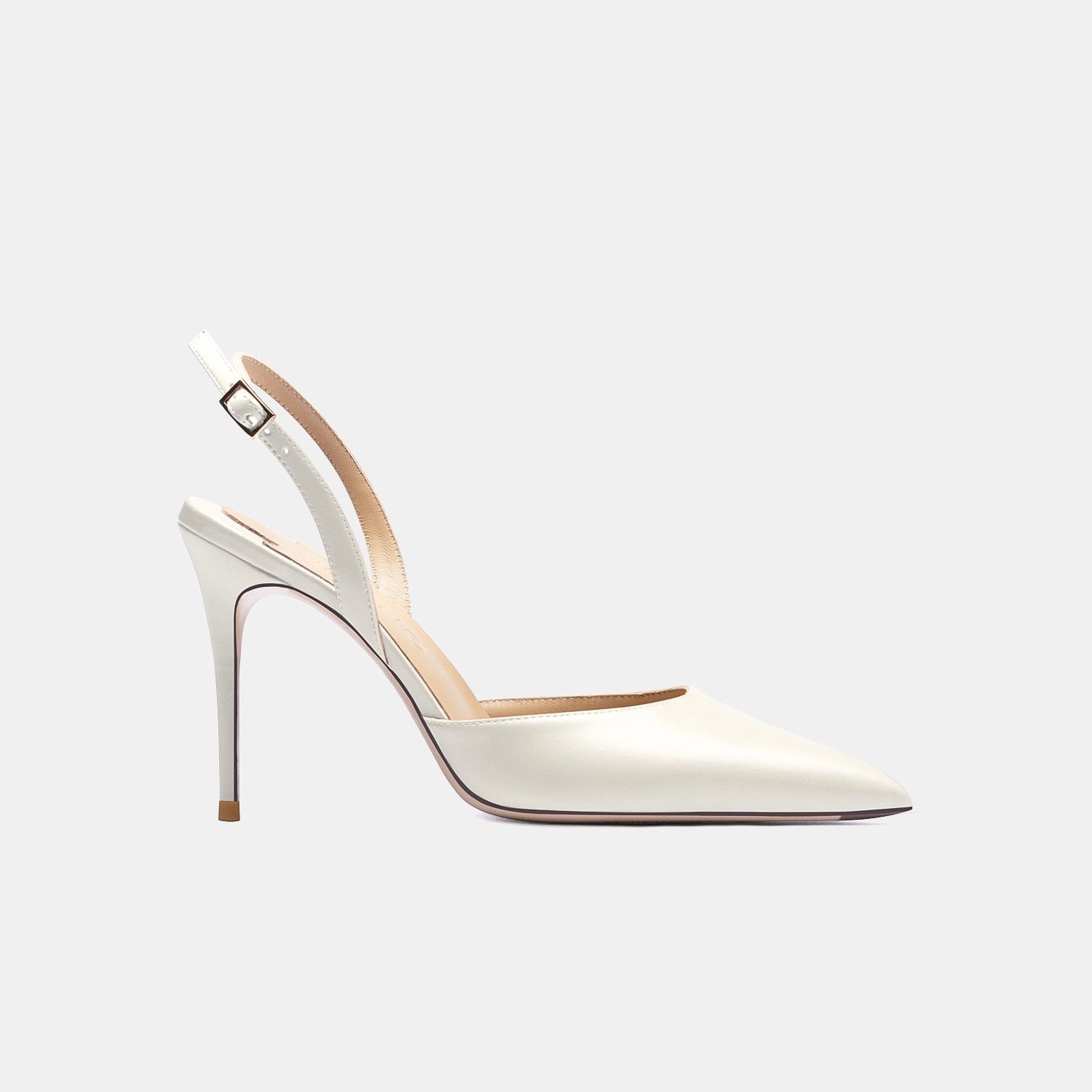 Summer High Heel Backstrap Silk Pointed Toe Bridal Pumps With Buckle - Frimunt Clothing Co.