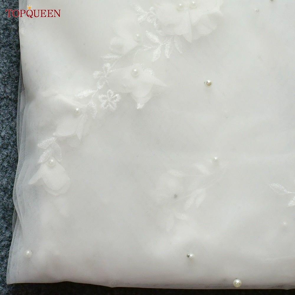 3D Flowers with Pearls Cathedral Length Luxury Bridal Veil - Frimunt Clothing Co.