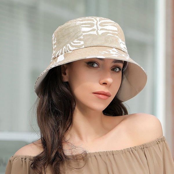 Cotton Bucket Hats Women Summer Sunscreen Floral Print Outdoor Fisherman Hat Beach Cap