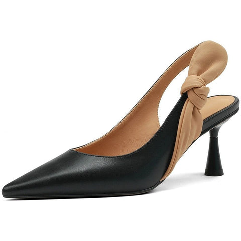 Genuine Leather Women's Pointed Toe Thin Heel Slingback Shoes - Frimunt Clothing Co.