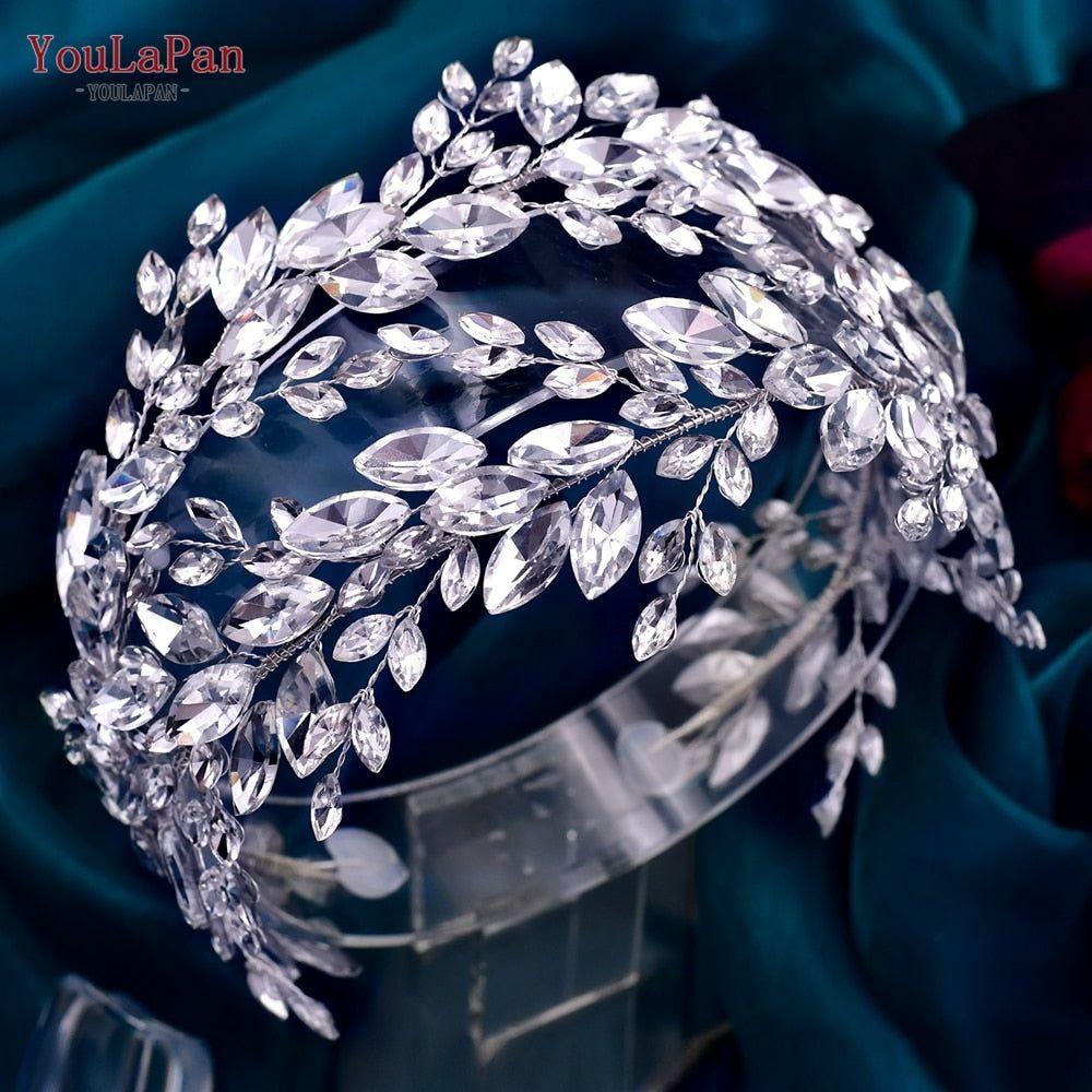 Luxurious Rhinestone Headband Silver Hair Accessories Bling Bride Tiaras - Frimunt Clothing Co.