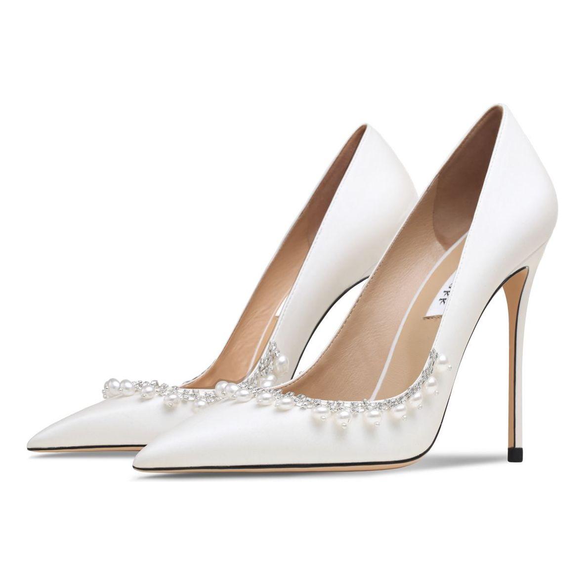 Beaded High Heel Luxury Fashion Pointed Toe Stiletto Wedding Pumps - Frimunt Clothing Co.
