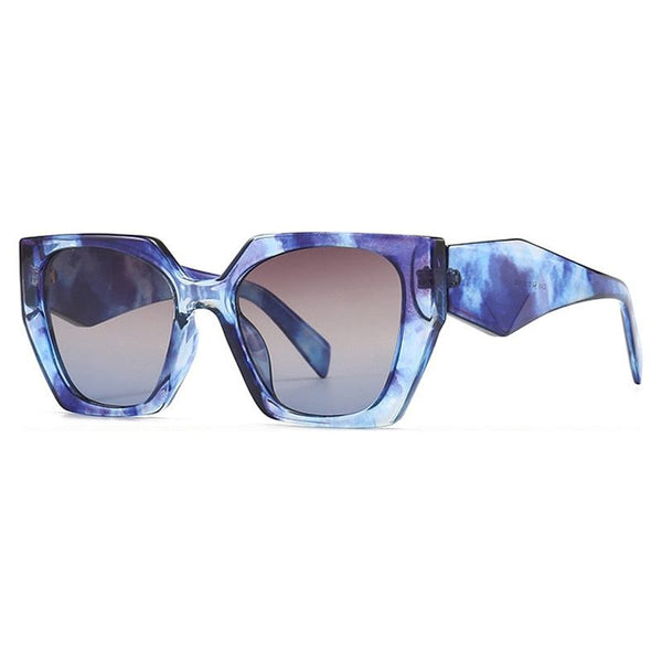 Women's Retro Polygon Cat Eye Colorful Sunglasses Clear Gradient Shades UV400 - Frimunt Clothing Co.