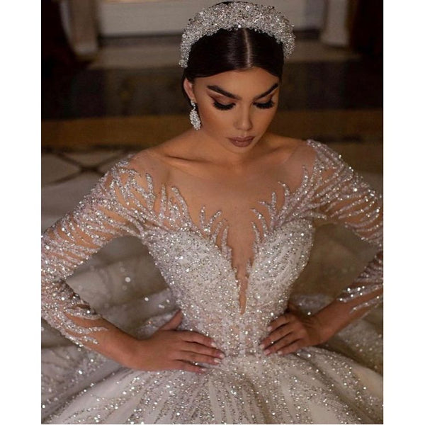 Julia Kui Custom Made Crystal Embroidered Wedding Dress