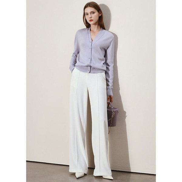 Women Spring High Waist Letter Embroidery Wide Leg Pants - Frimunt Clothing Co.