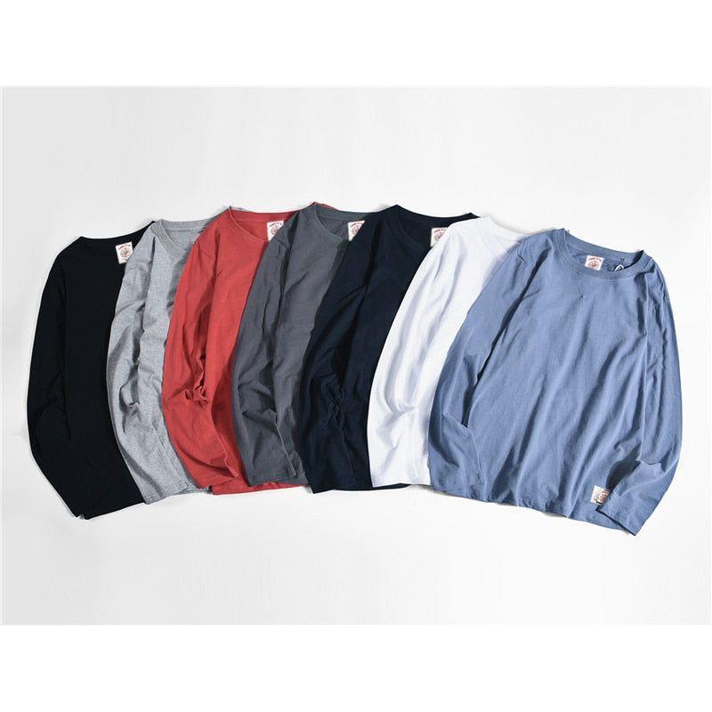 100% Cotton Long Sleeve T shirt For Men Solid Casual Men's T-shirts High Quality - Frimunt Clothing Co.