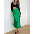 Summer Midi Satin Elegant High Waist A Line Women's Long Skirts - Frimunt Clothing Co.