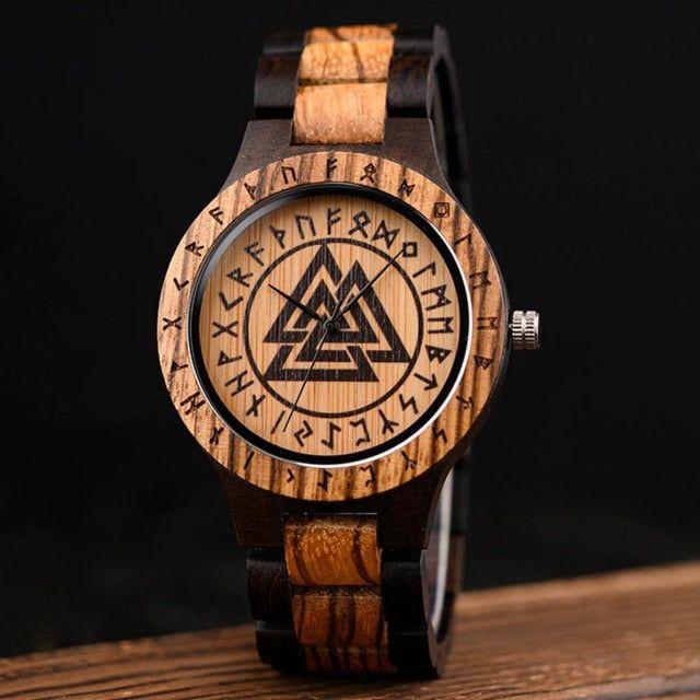 BOBO BIRD Wood Norse Rune Compass Men's Watches Luxury Wooden Strap Bamboo Gift Box - Frimunt Clothing Co.
