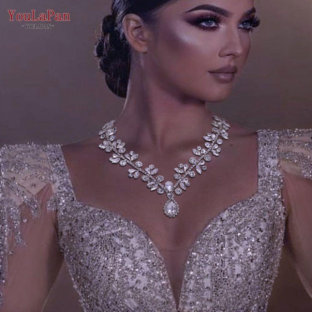Bridal Sparkling Rhinestone Necklace Luxury Bridal Jewelry - Frimunt Clothing Co.