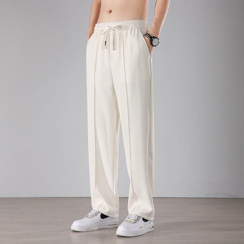 Men's Casual Pants New Drape Baggy Fashion Straight Wide Leg Black Apricot Light Gray - Frimunt Clothing Co.