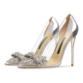 New Comfortable Transparent Women Bridal Pumps Pointed Toe Clear Rhinestone High Heel Shoes - Frimunt Clothing Co.
