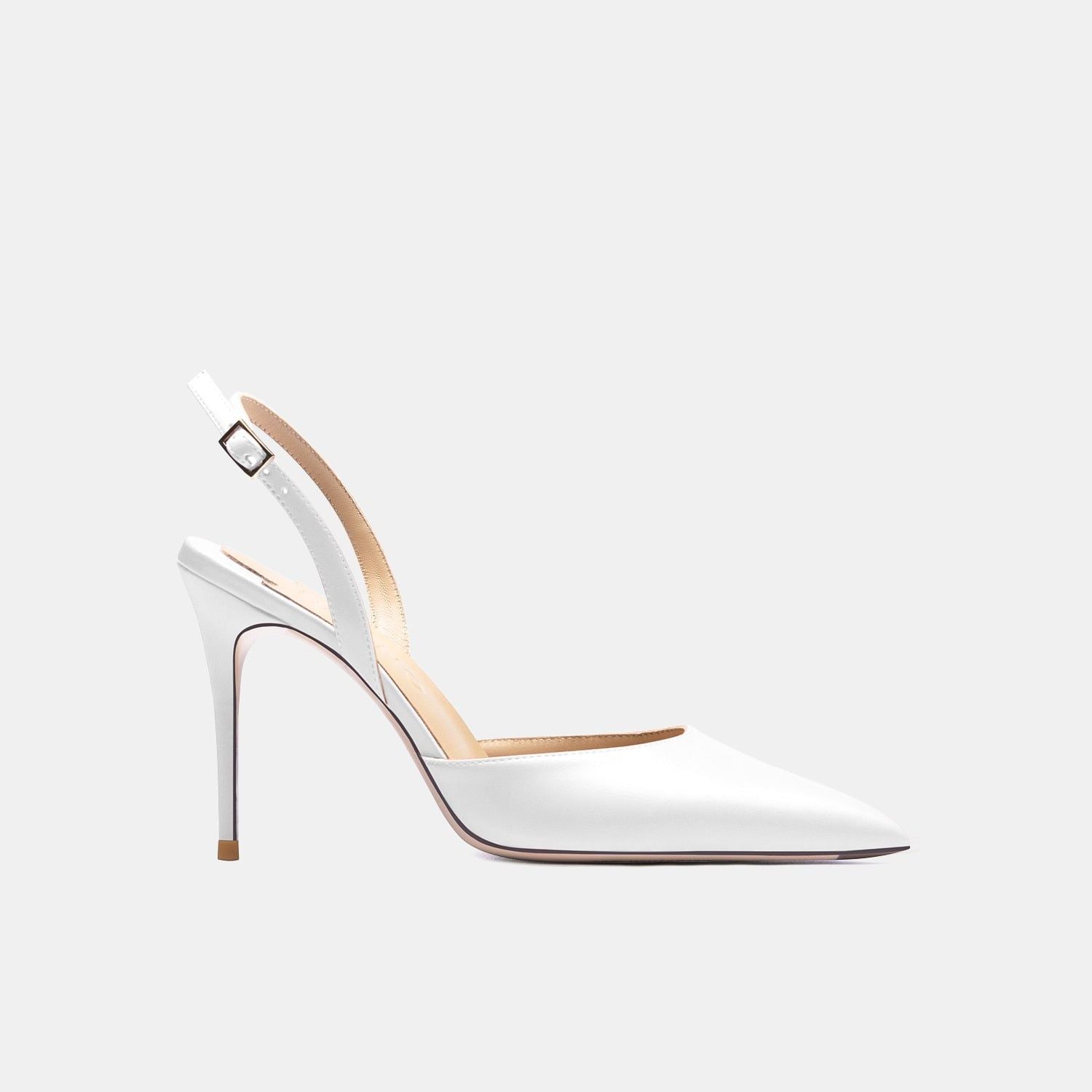 Summer High Heel Backstrap Silk Pointed Toe Bridal Pumps With Buckle - Frimunt Clothing Co.