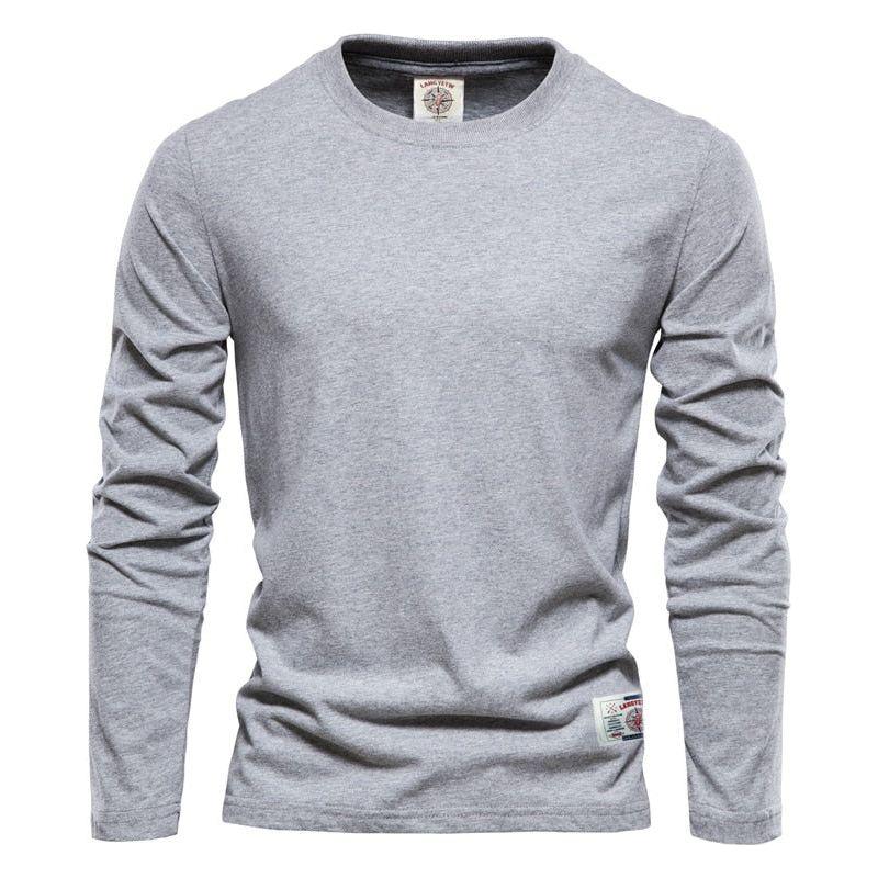 100% Cotton Long Sleeve T shirt For Men Solid Casual Men's T-shirts High Quality - Frimunt Clothing Co.
