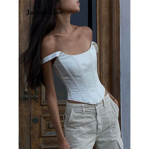 Women's Satin Sexy Square Neck Corset Y2K Crop Tops - Frimunt Clothing Co.