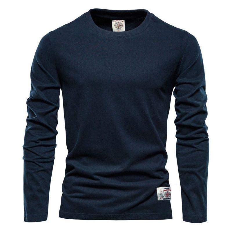 100% Cotton Long Sleeve T shirt For Men Solid Casual Men's T-shirts High Quality - Frimunt Clothing Co.