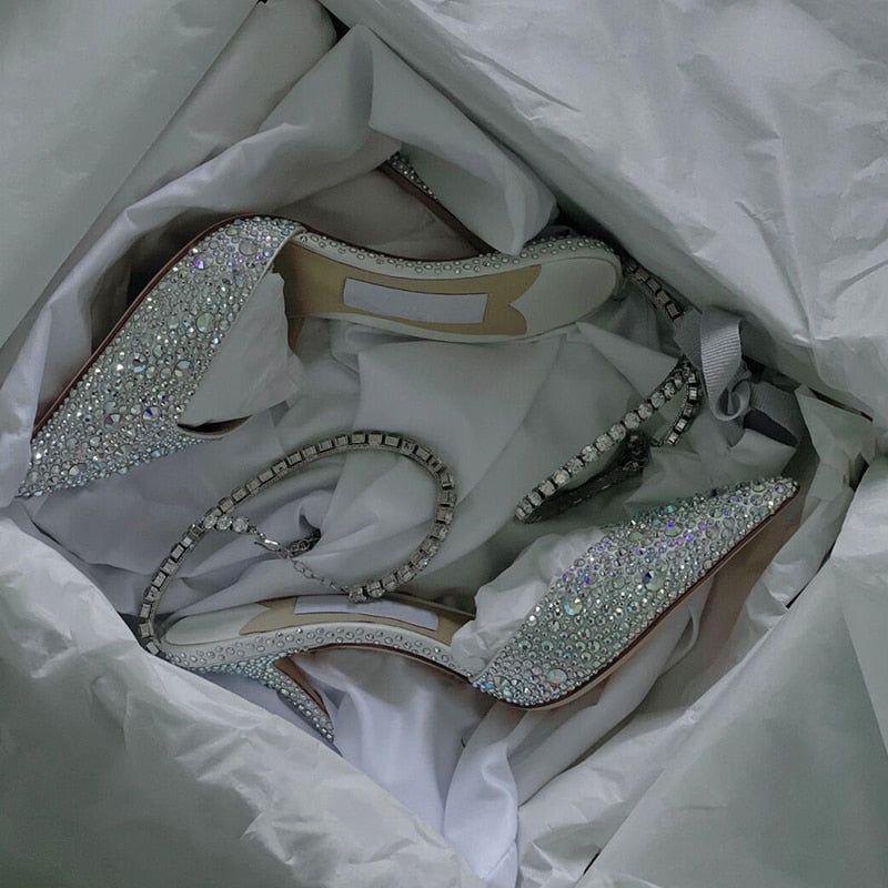 New Exquisite Rhinestone Women's Sexy Pointed High-Heeled Stiletto Shallow Mouth Bridal Shoes - Frimunt Clothing Co.