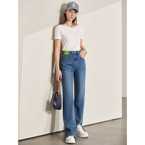 Spring Jeans For Women Split Asymmetric Loose Casual Straight Pants - Frimunt Clothing Co.