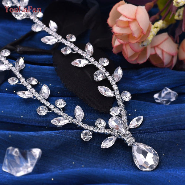 Bridal Pendant Necklace Water Drop Rhinestone Elegant Bridal Jewelry