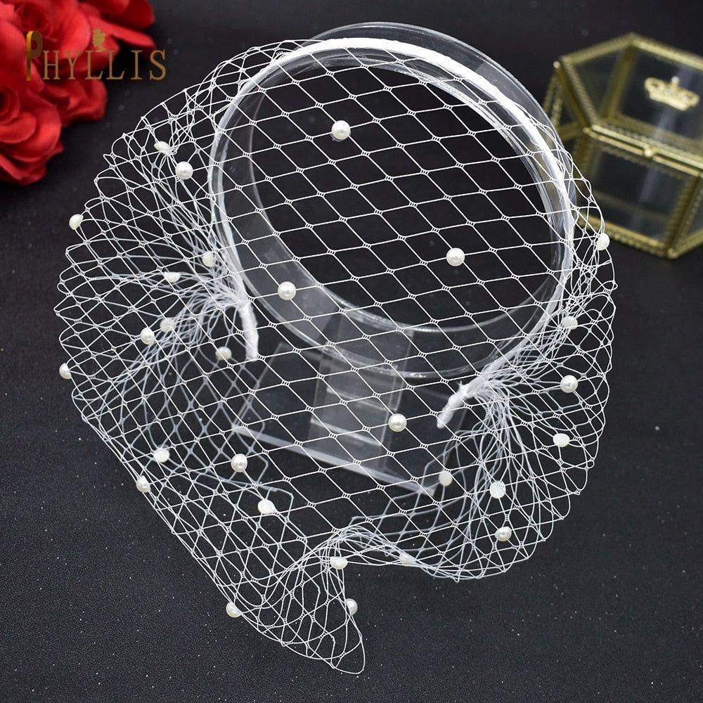Bridal Birdcage Blusher Veil Crystals Face Veils Fascinator - Frimunt Clothing Co.