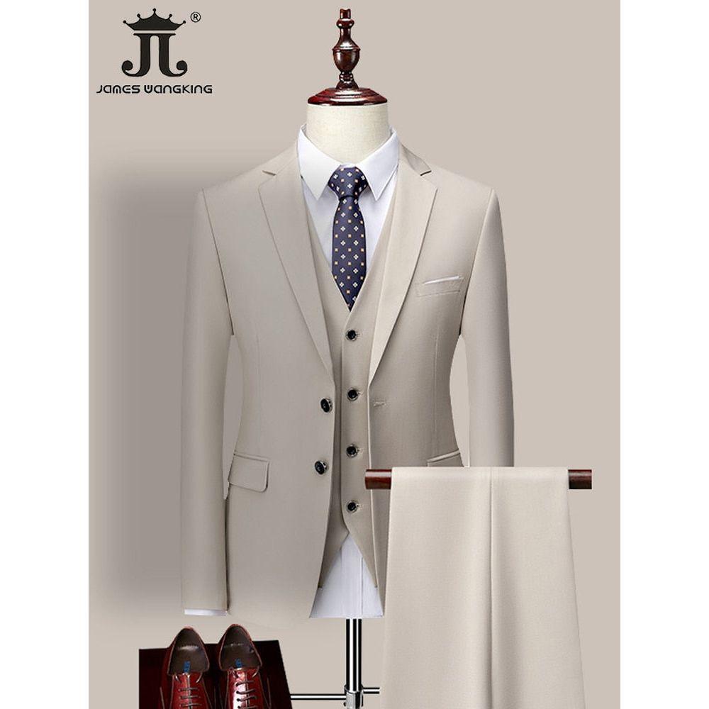 High-end Brand Formal Business Mens Suit Three-piece Groom Wedding Dress Suit 13 Solid Colors - Frimunt Clothing Co.