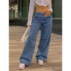 Wide-leg low-waist jeans - Women's fashion
