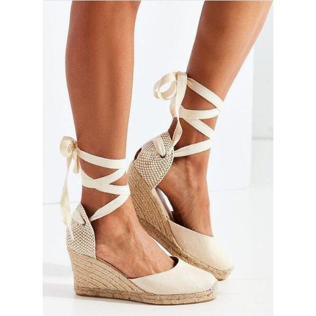 Women's Espadrille Wedge Platform Comfortable Lace Up Summer Shoes - Frimunt Clothing Co.