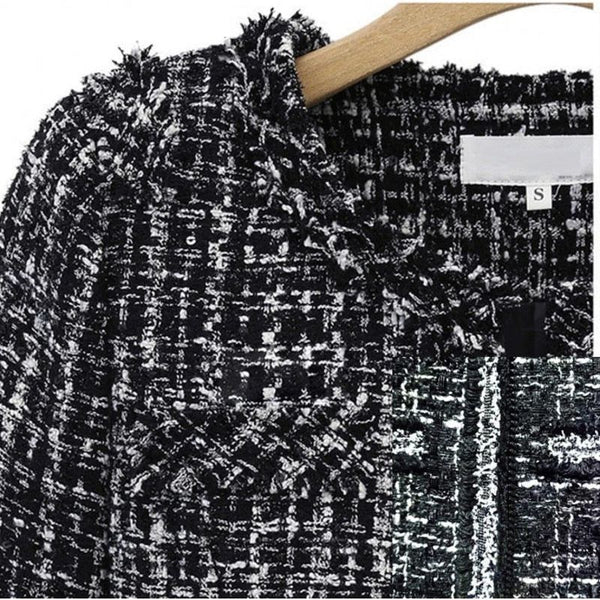 Women's Plaid Tweed Blazer Cropped Jacket Classic Elegant Fashion  Plus Size 4XL - Frimunt Clothing Co.