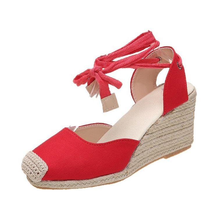Women's Espadrille Wedge Platform Comfortable Lace Up Summer Shoes - Frimunt Clothing Co.