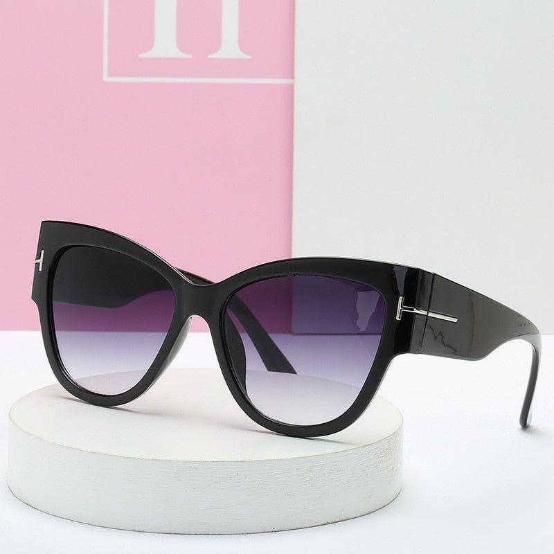 Women's Oversized Cat Eye Sunglasses Famous Brand Inspired Classic Eyewear Gradient UV400 - Frimunt Clothing Co.