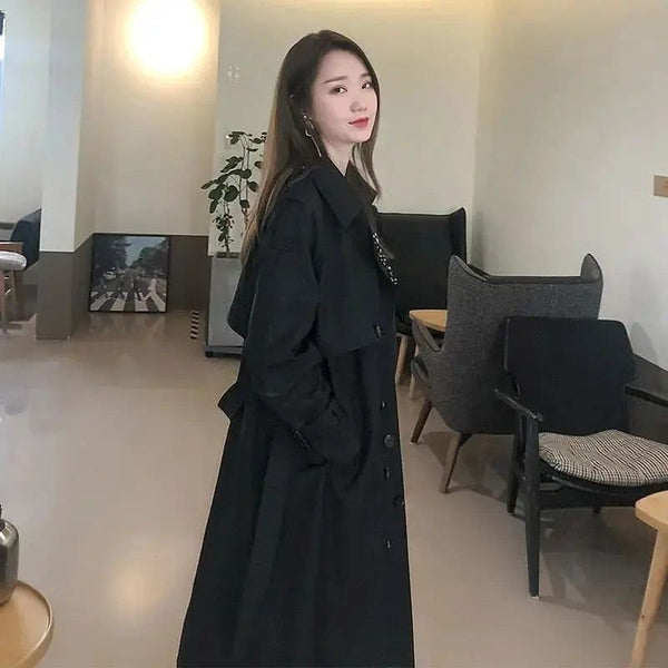 Spring Autumn Women's Trench Coat Windbreaker Plus Size Double Breasted Long Chic - Frimunt Clothing Co.